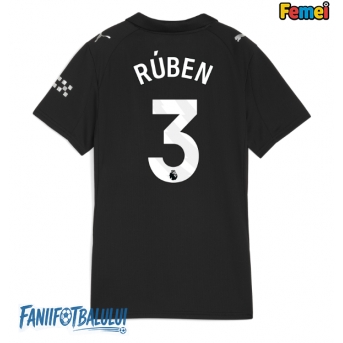 Manchester City Ruben Dias #3 Tricou Fotbal Replică 2025-26 Femei Deplasare